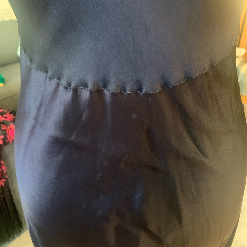 Barbizon Vintage Navy Blue Lace Trim Accordion Pleated Nightgown Slip - Picture 9 of 11